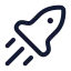 Rocket icon with stroke rounded style