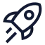 Rocket icon with stroke sharp style