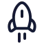 Rocket icon with stroke rounded style