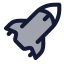 Rocket icon with duotone rounded style