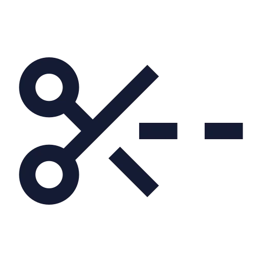 Scissors Line Dashed Icon in Stroke Sharp style