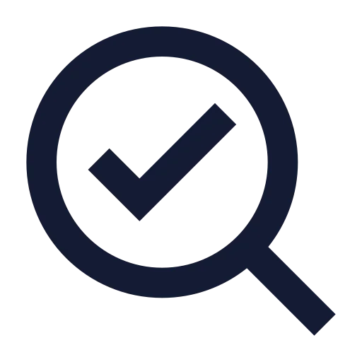 Search Check Icon in Solid Sharp style
