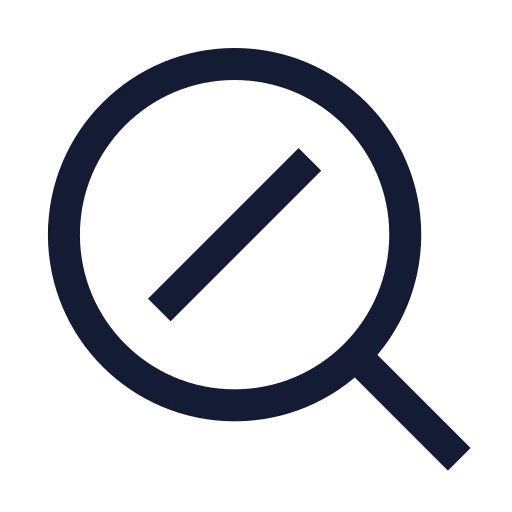 Search Slash Icon in Stroke Sharp style