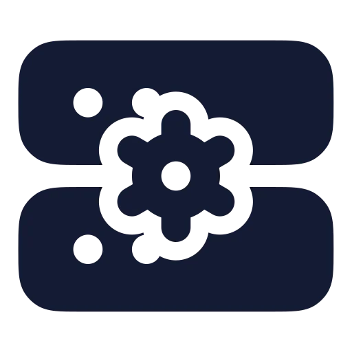 Server Cog Icon in Solid Rounded style