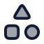 Shapes icon with duotone rounded style