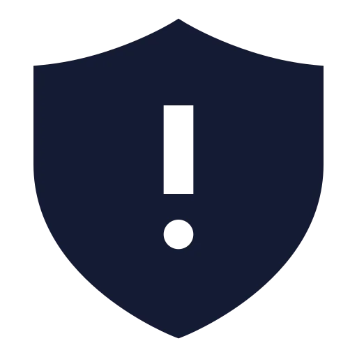 Shield Alert Icon in Solid Sharp style
