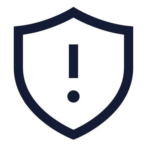 Shield Alert Icon in Stroke Sharp style