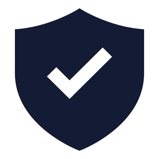 Shield Check Icon in Solid Sharp style
