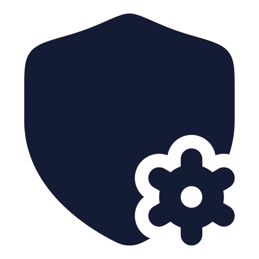 Shield Cog Corner Icon in Solid Rounded style