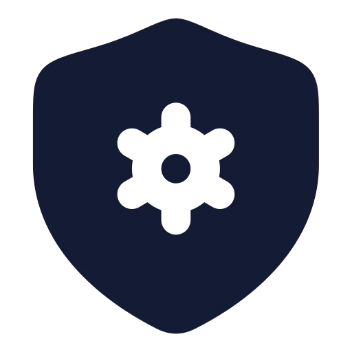 Shield Cog Icon in Solid Rounded style