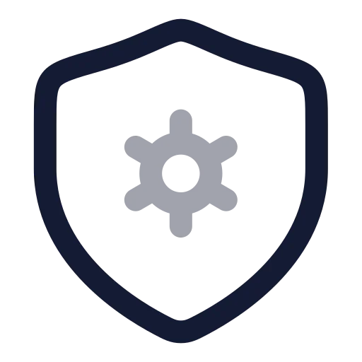Shield Cog Icon in Twotone Rounded style