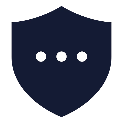Shield Ellipsis Icon in Solid Sharp style