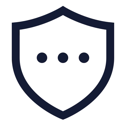 Shield Ellipsis Icon in Stroke Sharp style