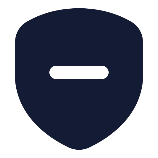 Shield Minus Icon in Solid Rounded style