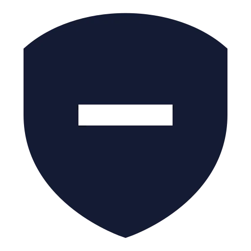 Shield Minus Icon in Solid Sharp style
