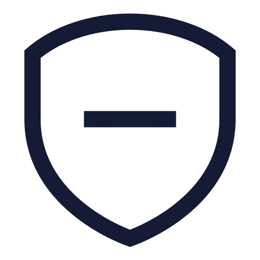 Shield Minus Icon in Stroke Sharp style