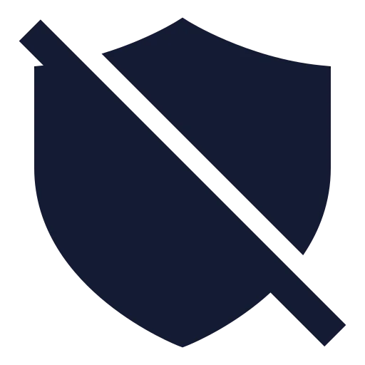 Shield Off Icon in Solid Sharp style