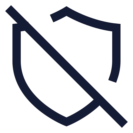 Shield Off Icon in Stroke Sharp style