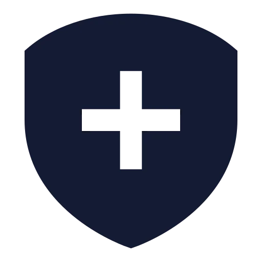 Shield Plus Icon in Solid Sharp style