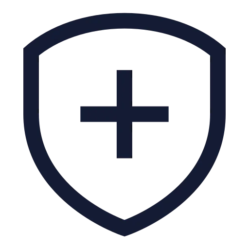 Shield Plus Icon in Stroke Sharp style