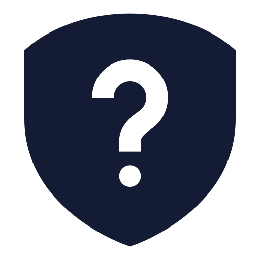Shield Question Mark Icon in Solid Sharp style