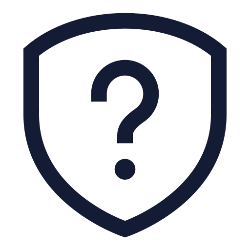 Shield Question Mark Icon in Stroke Sharp style