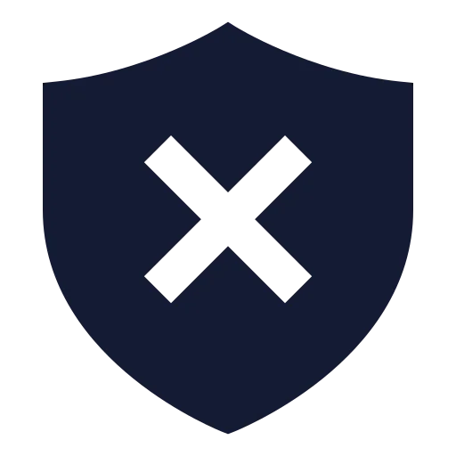 Shield X Icon in Solid Sharp style