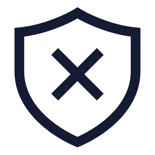 Shield X Icon in Stroke Sharp style