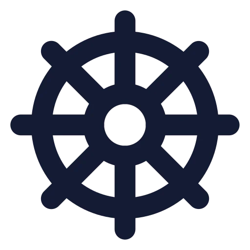 Ship Wheel Icon in Solid Rounded style