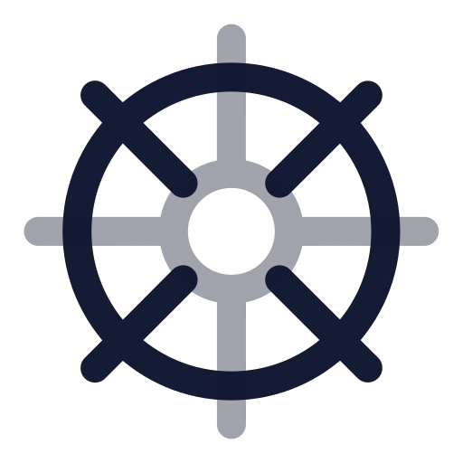 Ship Wheel Icon in Twotone Rounded style