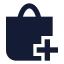 Shoppingbasketadd icon with solid sharp style