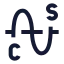 Sine icon with stroke sharp style