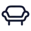 Sofa icon with stroke rounded style