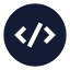 Sourcecodecircle icon with solid sharp style