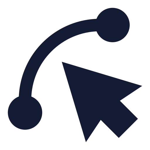 Spline Pointer Icon in Solid Sharp style