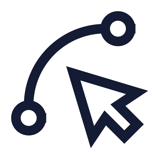 Spline Pointer Icon in Stroke Sharp style