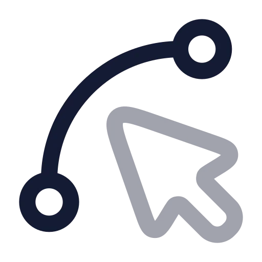 Spline Pointer Icon in Twotone Rounded style