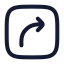 Squarearrowmoverightup icon with stroke rounded style