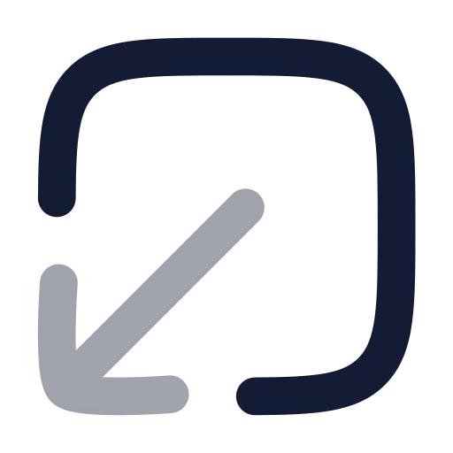 Square Arrow Out Down Left Icon in Bulk Rounded style