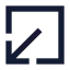 Squarearrowoutdownleft icon with solid sharp style