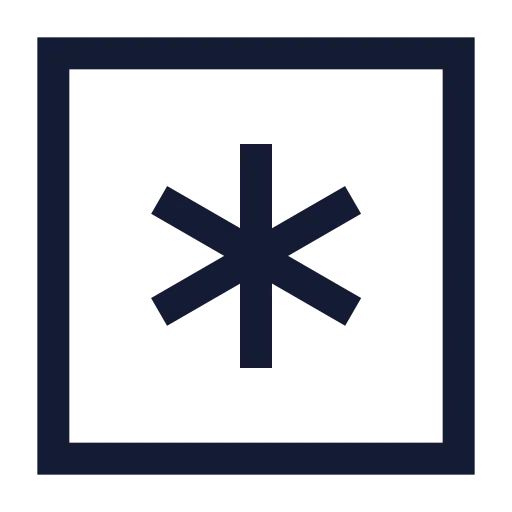 Square Asterisk Icon in Stroke Sharp style