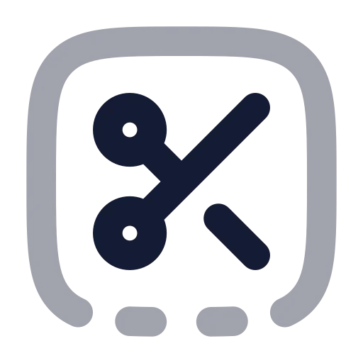 Square Bottom Dashed Scissors Icon in Bulk Rounded style