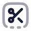 Squarebottomdashedscissors icon with bulk rounded style