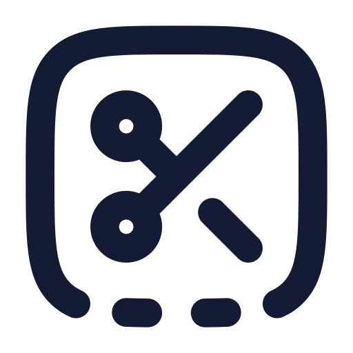 Square Bottom Dashed Scissors Icon in Solid Rounded style