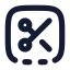 Squarebottomdashedscissors icon with solid rounded style