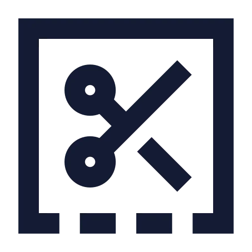 Square Bottom Dashed Scissors Icon in Solid Sharp style