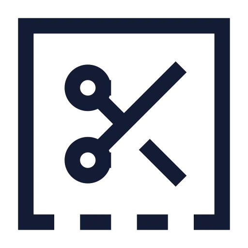 Square Bottom Dashed Scissors Icon in Stroke Sharp style