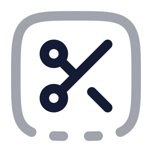 Square Bottom Dashed Scissors Icon in Twotone Rounded style
