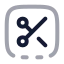 Squarebottomdashedscissors icon with twotone rounded style