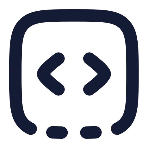Square Dashed Bottom Code Icon in Solid Rounded style